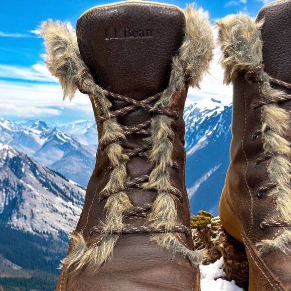 L.L.Bean TEK 2.5 Women’s 7.5 Winter Boots Brown Fur Lined Waterproof Hiki - Picture 3 of 7
